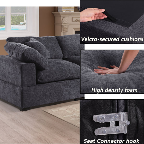 Latitude Run Wilroy 6 Piece Comfy U Shaped Sofa Couch Reversible